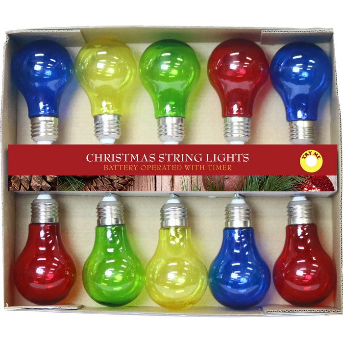 Multi-Colored Edison Bulb String Lights With 10 LED Bulbs