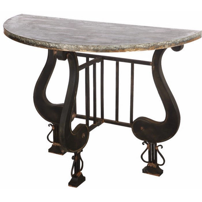 Antique Upgraded Demilune Console Table