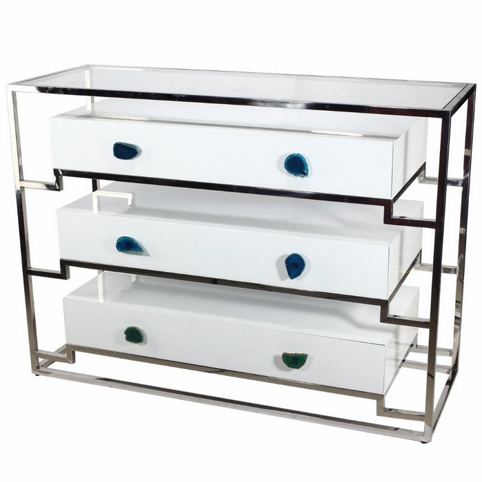 Functionally Stylized Stainless Steel Cabinet with 3 Drawers
