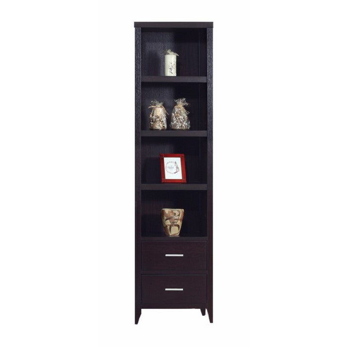 82 Inch 2 Drawer Wooden Media Tower, Brown