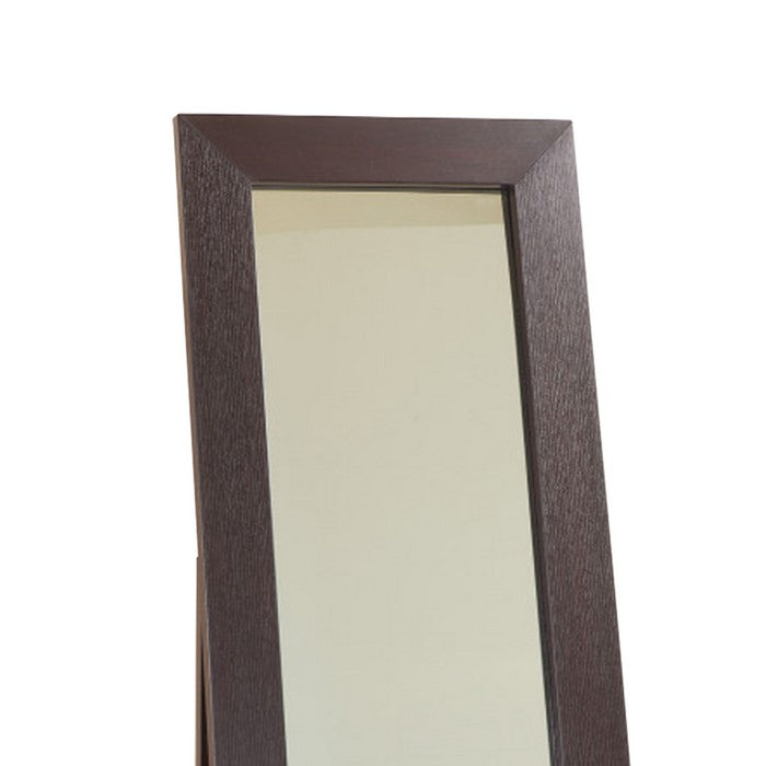 Aesthetic Accent Mirror With Wooden Framing, Dark Brown