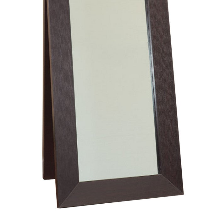 Aesthetic Accent Mirror With Wooden Framing, Dark Brown