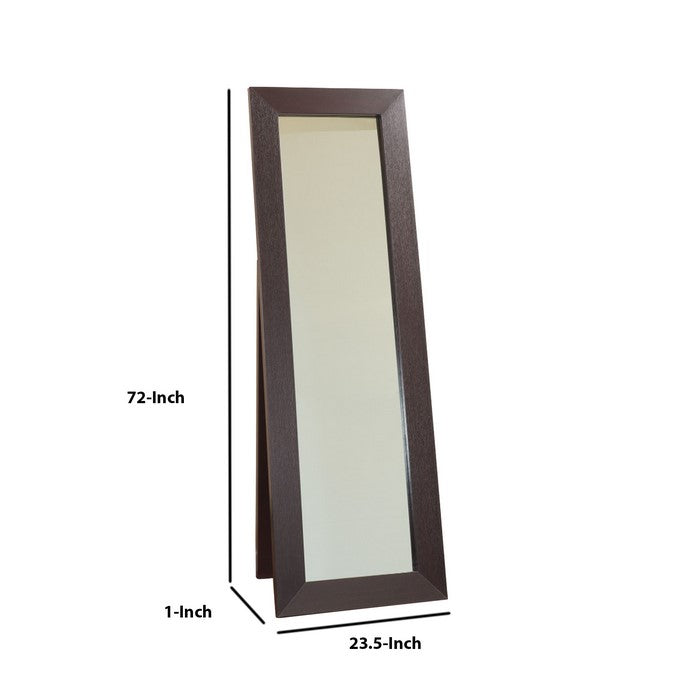 Aesthetic Accent Mirror With Wooden Framing, Dark Brown