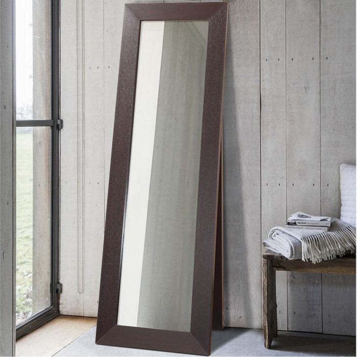 Aesthetic Accent Mirror With Wooden Framing, Dark Brown