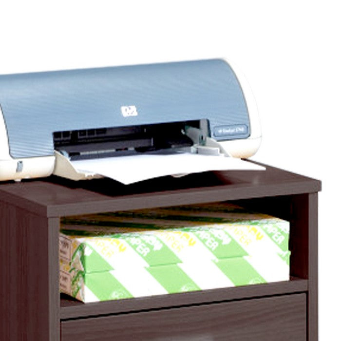 Mobile Storage File Cabinet, Dark Brown