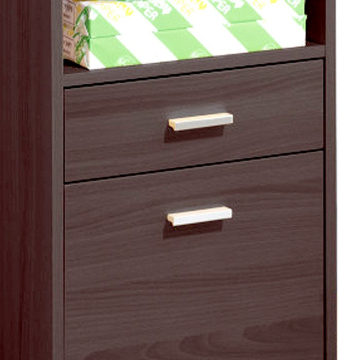 Mobile Storage File Cabinet, Dark Brown