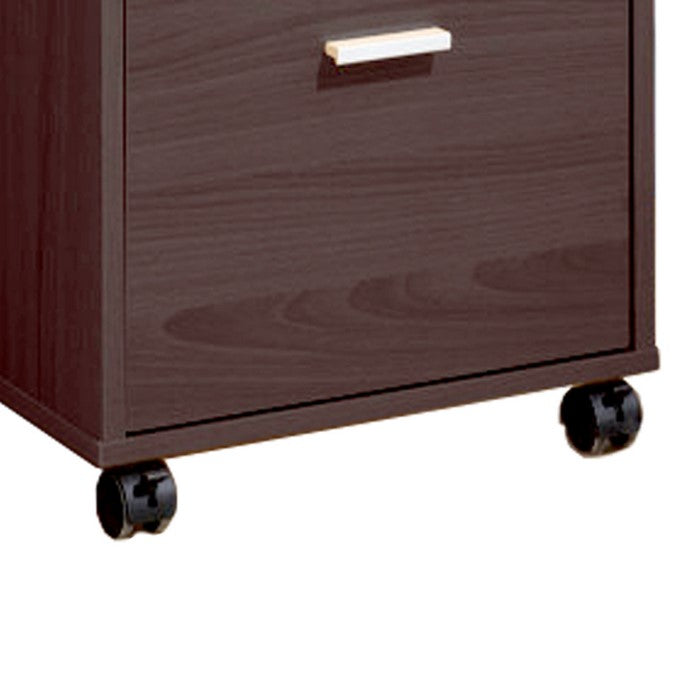 Mobile Storage File Cabinet, Dark Brown