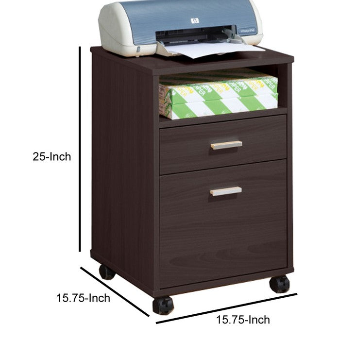 Mobile Storage File Cabinet, Dark Brown