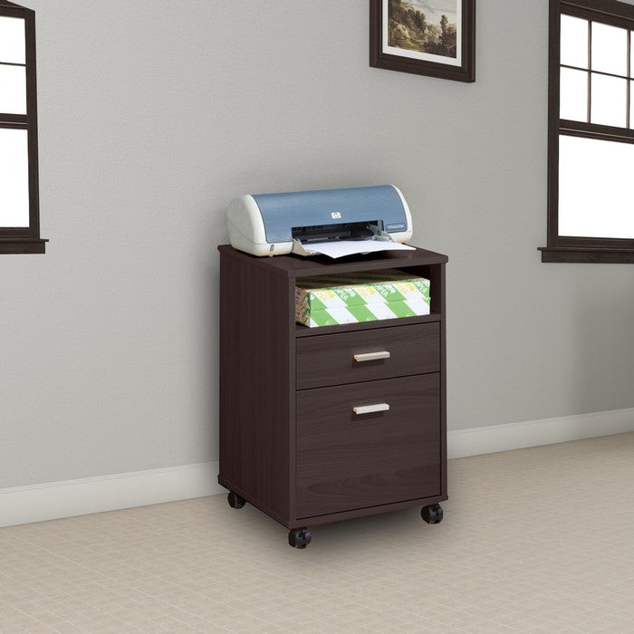 Mobile Storage File Cabinet, Dark Brown