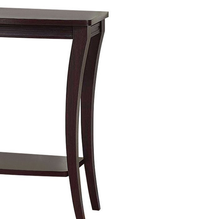 Modish Console Table With 1 Shelf, Dark Brown