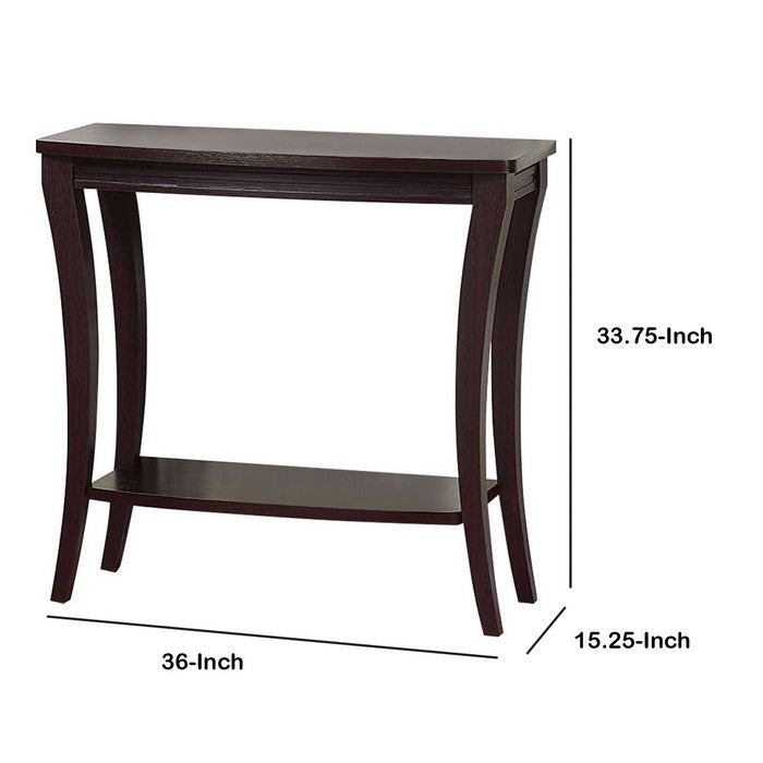 Modish Console Table With 1 Shelf, Dark Brown