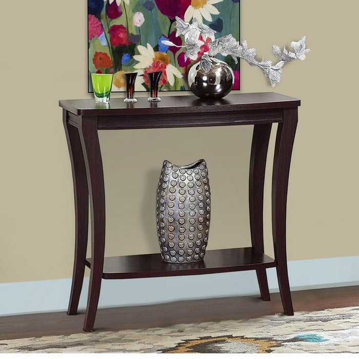 Modish Console Table With 1 Shelf, Dark Brown