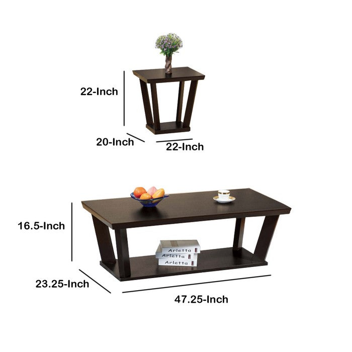 Contemporary Style Coffee & End Table, Set of 3
