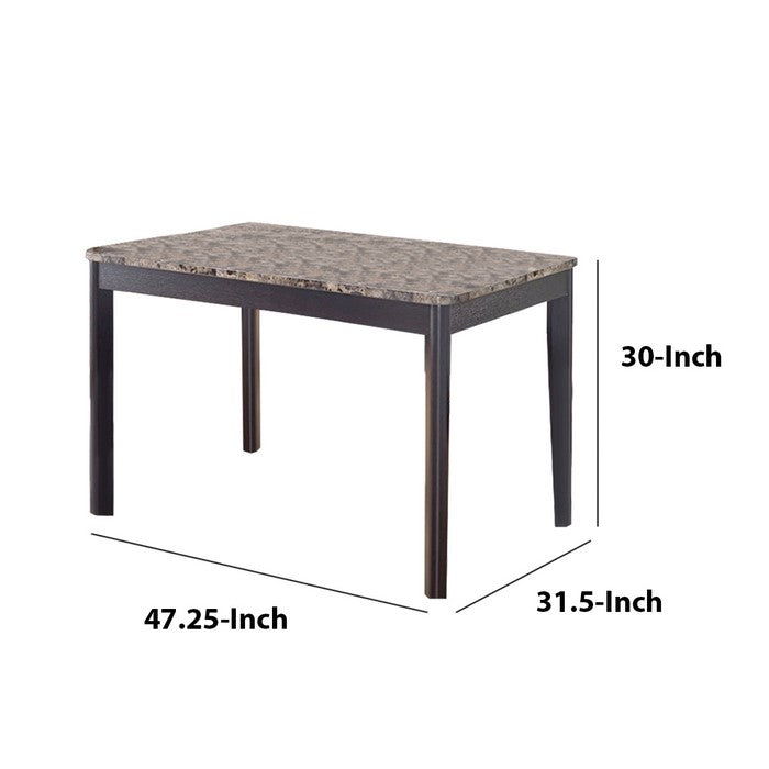 Faux Marble Top Splendid Dining Table, Dark brown