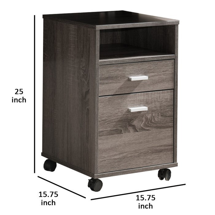 File Cabinet On Wheels With One Shelf, Gray
