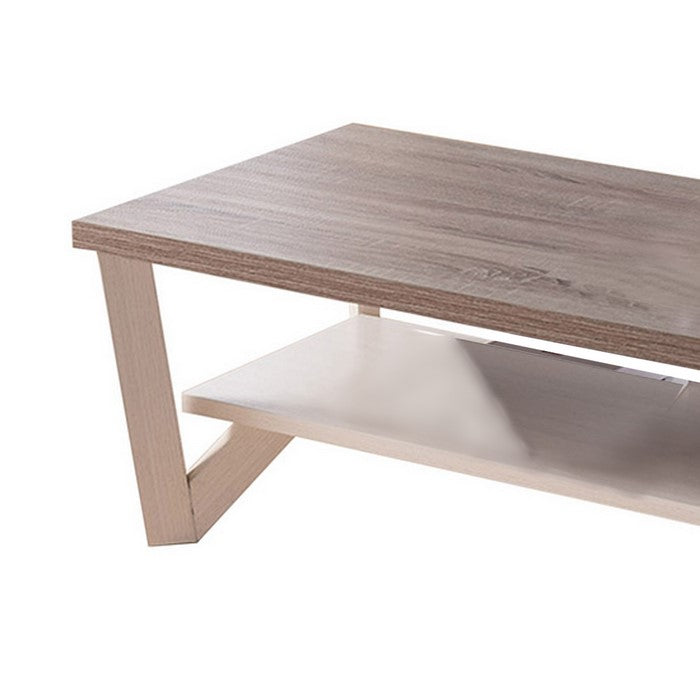 Stylish Center Display Coffee Table, Brown and White