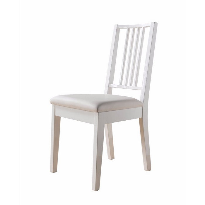 Lustrous Wooden Dining Chair With Solid Legs, Set of Two, White