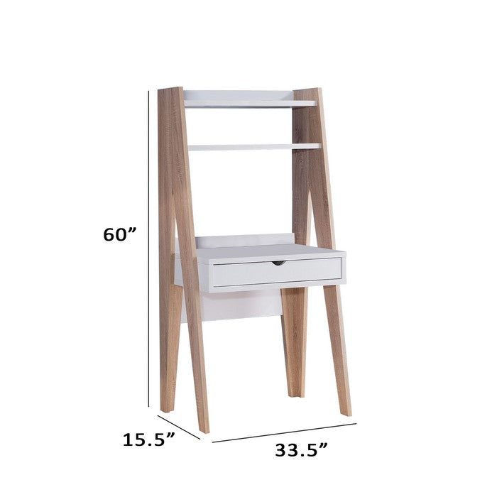 Huge Adorning Computer Desk With Drawer, Light Brown and White
