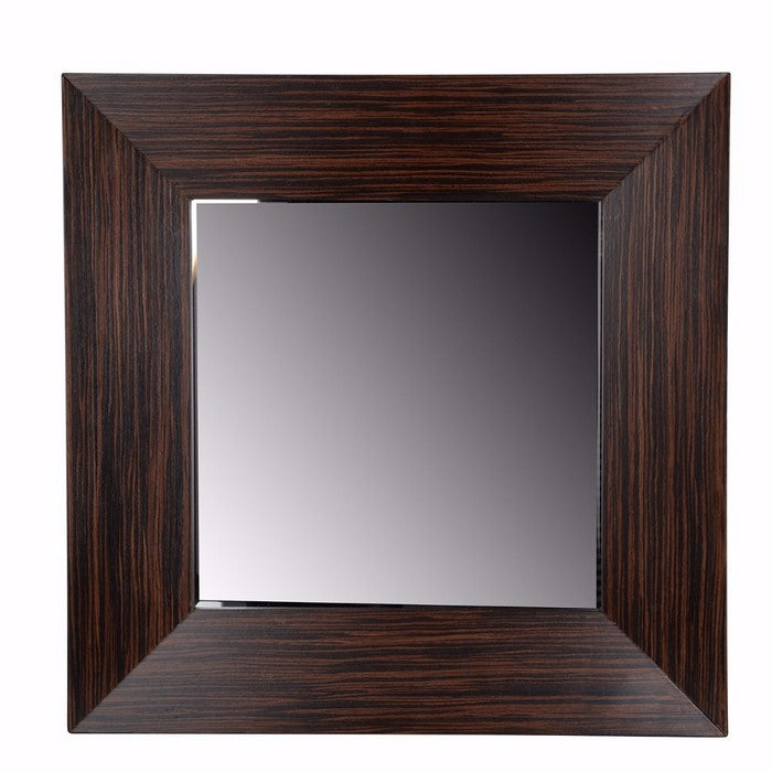 24 Inches Square Wood Encased Wall Mirror, Brown