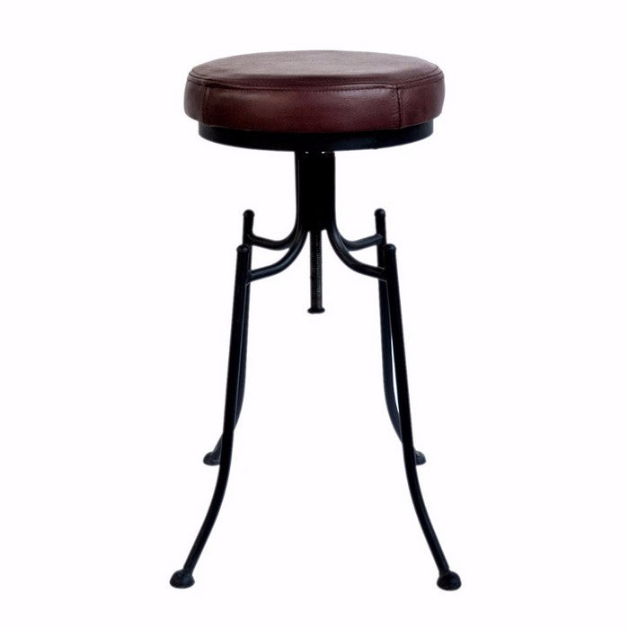 Round Leatherette Upholstered Metal Bar Stool, Black