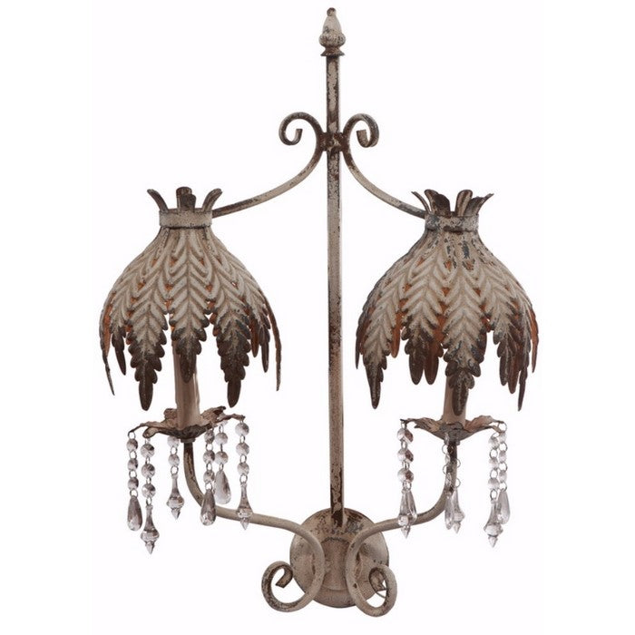 24.8 Inches Metal Frame Two Arm Wall Lamp, Off White