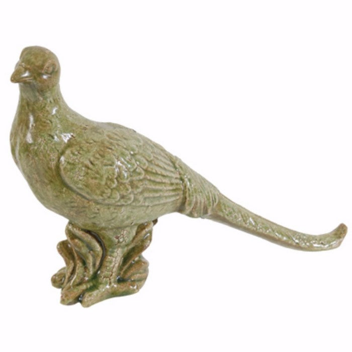 Ceramic Winsome Peacock Statue, Green