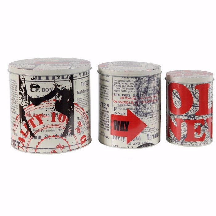 Round Decorative Tin Boxes - Set of 3, Multicolor