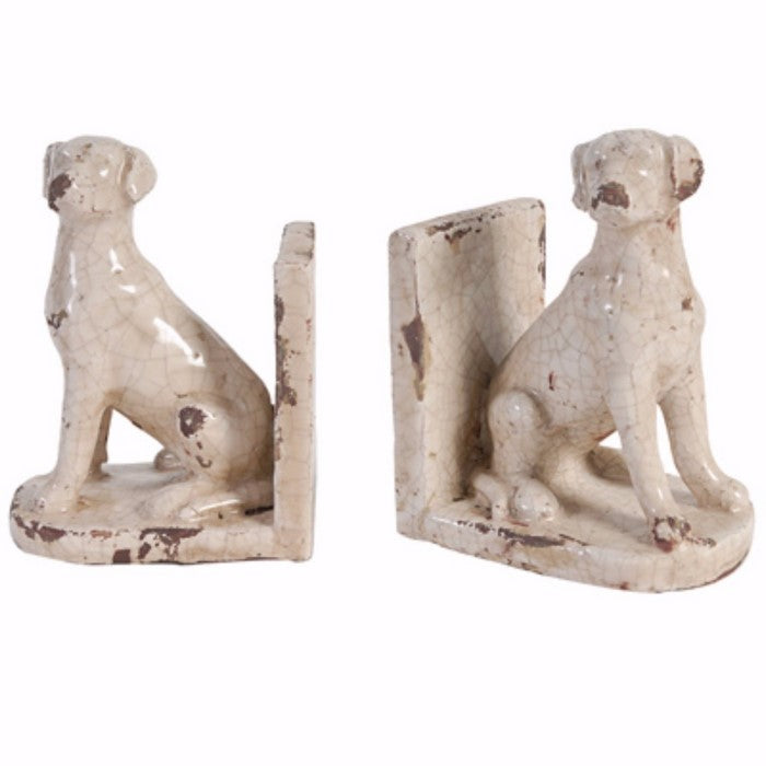 Ceramic Sitting Dog Bookends, Set of 2