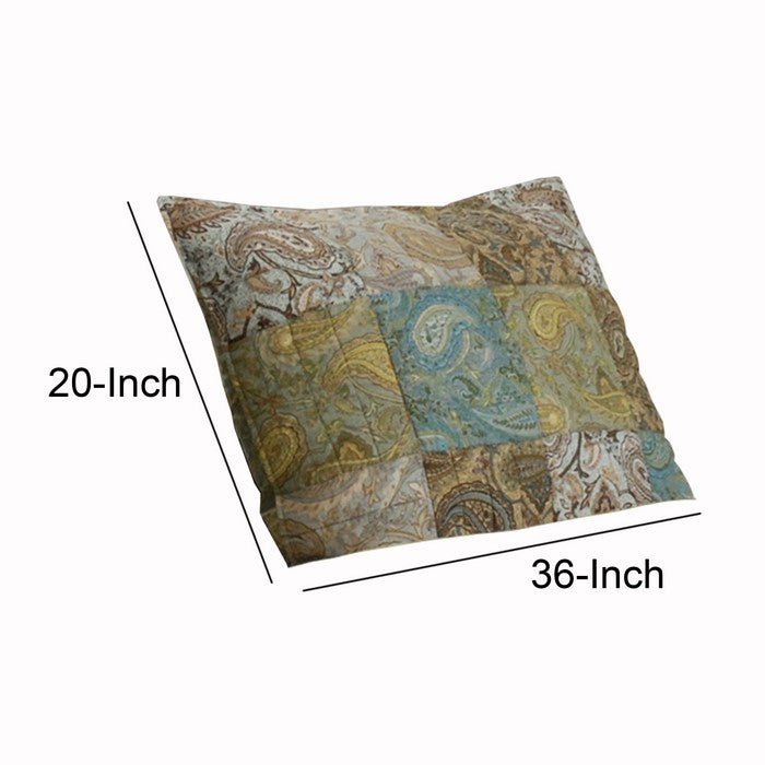 36 x 20 Inches King Size Pillow Sham with Paisley Pattern, Multicolor