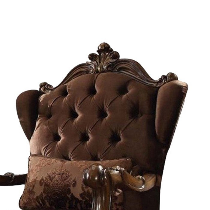 Versailles Chair with  Pillow, Brown Velvet & Cherry Oak