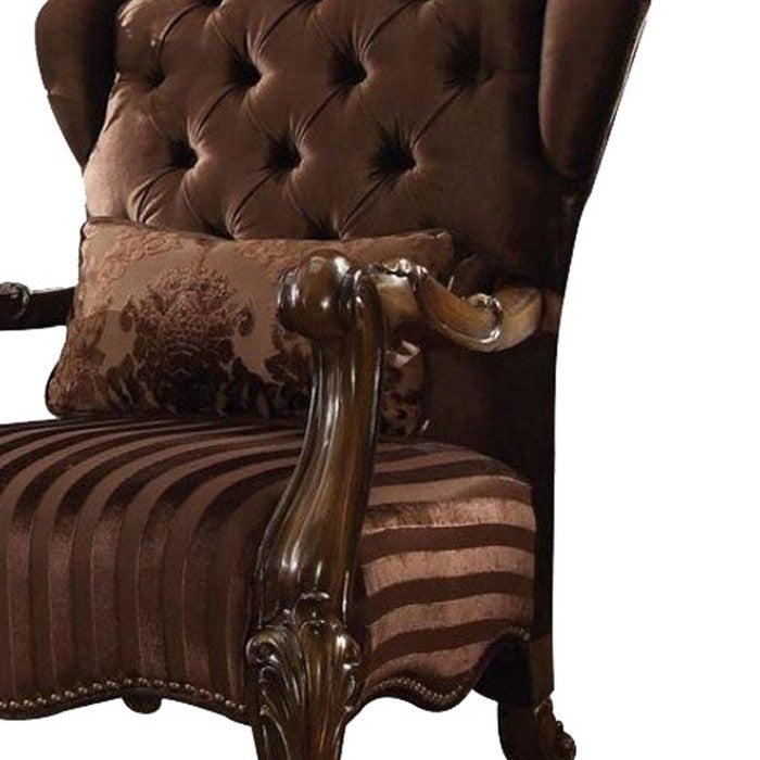 Versailles Chair with  Pillow, Brown Velvet & Cherry Oak