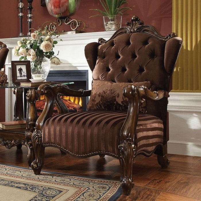 Versailles Chair with  Pillow, Brown Velvet & Cherry Oak