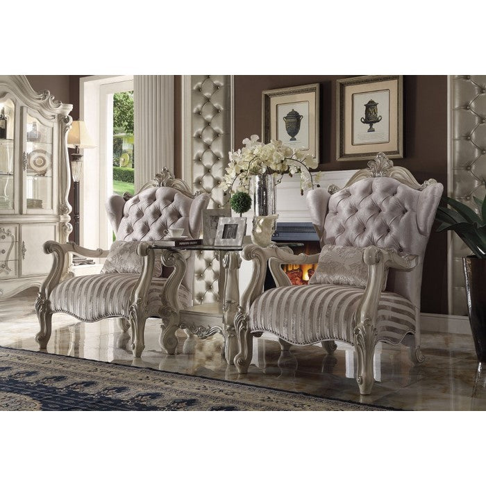 Versailles Accent Chair Pillow, Ivory Velvet & Bone White
