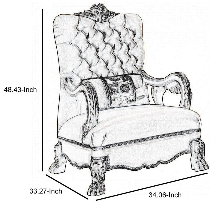 Dresden Chair with 1 Pillow, Bone Velvet & Gold Patina