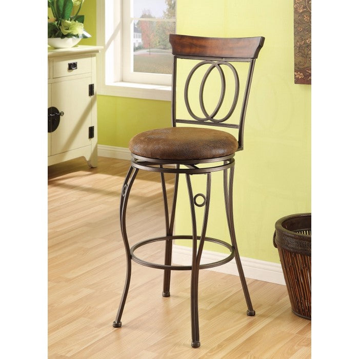 Tavio Bar Chair With Swivel, Fabric & Dark Bronze, Set of 2