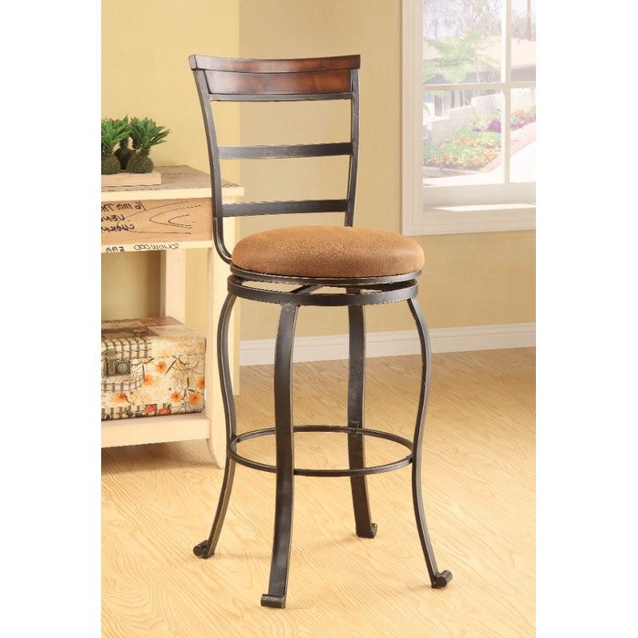Tavio Bar Chair with Swivel, Fabric & Antiqued Bronze, Set of 2