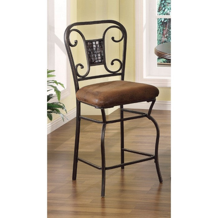 Tavio Counter Height Chair, Fabric & Antiqued Bronze, Set of 2