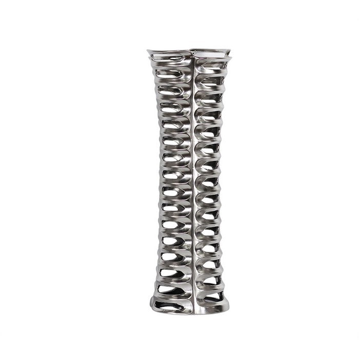StylishDecorative Ceramic Vase With Cutouts, Silver