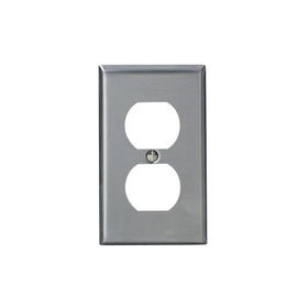 Leviton 84003-40 1-Gang Duplex Device Receptacle Wallplate, Standard Size, Device Mount, Stainless Steel