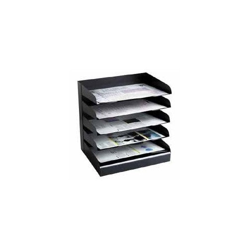 Buddy Products Classic 5 Tier Trays, Letter Size, Steel, 9.5 x 12 x 12 Inches, Black (0405-4)