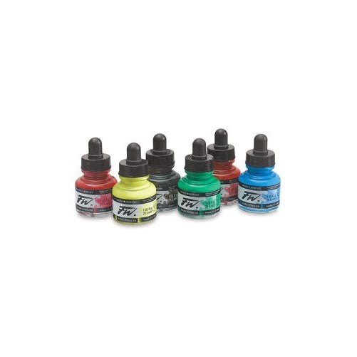 Daler-Rowney FW Pigmented Water-Resistant Liquid Acrylic Ink Set, 1 Ounces Bottle, Primary, Set of 6