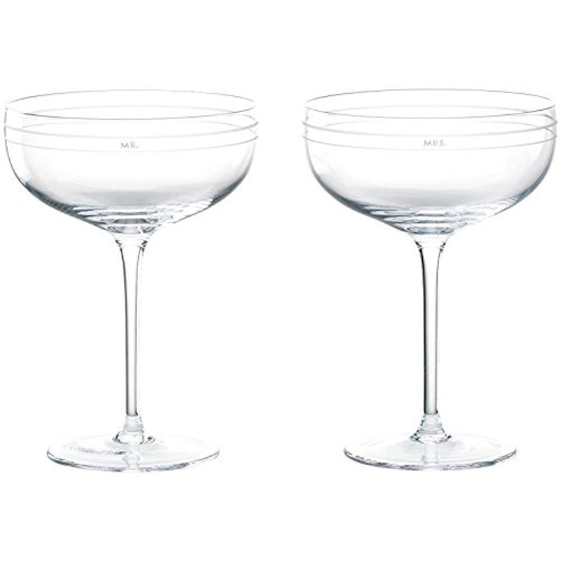Kate Spade New York Darling Point Mr. and Mrs. Crystal Saucer Champagne Glasses, Pair