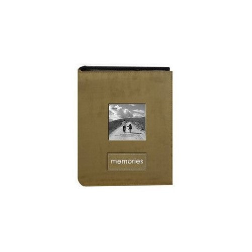 Pioneer Embroidered Patch Faux Suede Photo Album, with Front Cover Frame, Holds 100 4" x 6" Photos, 1 Per Page. Color: Tan