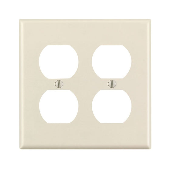 Leviton 78016 2-Gang Duplex Device Receptacle Wallplate, Standard Size, Thermoset, Device Mount, Light Almond