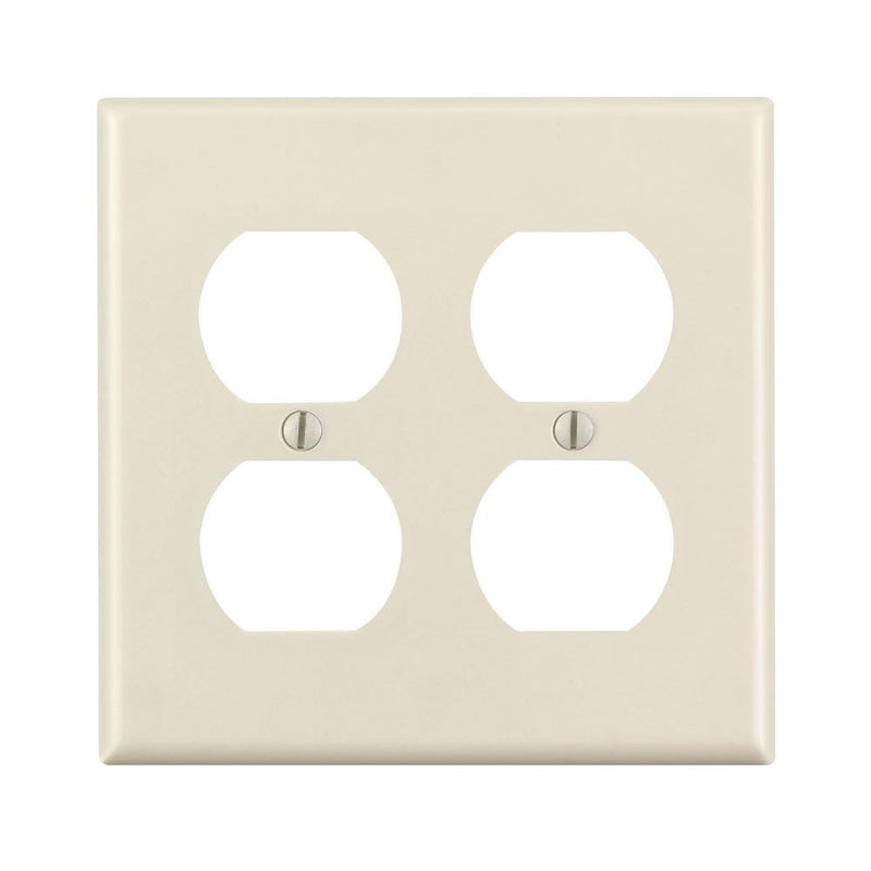 Leviton 78016 2-Gang Duplex Device Receptacle Wallplate, Standard Size, Thermoset, Device Mount, Light Almond