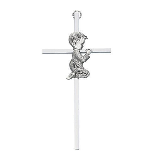 6 SILVER BOY WALL CROSS BABY INFANT CHRISTENING BAPTISM SHOWER by KeegansCatholicTreasures