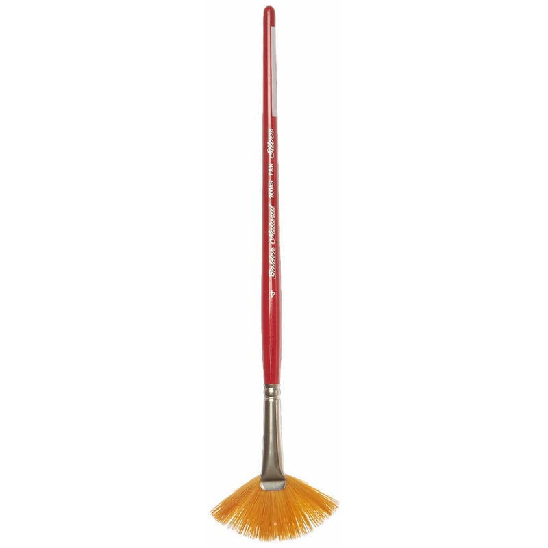 Silver Brush 2004S-4 Golden Natural Hair and Taklon Short Handle Blend Brush, Fan, Size 4