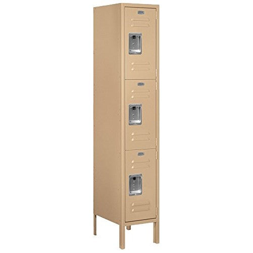 Salsbury Industries 63155TN-U Triple Tier 12-Inch Wide 5-Feet High 15-Inch Deep Unassembled Standard Metal Locker, Tan Brown