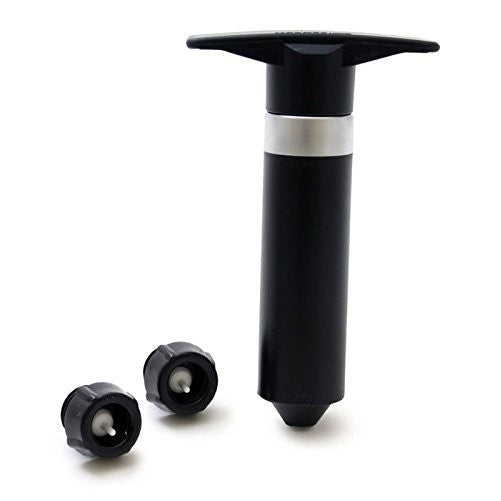 Swissmar 71010 Epivac Vacuum Pump Wine Saver Set, Black/Chrome. Comes with 2 Wine Stoppers