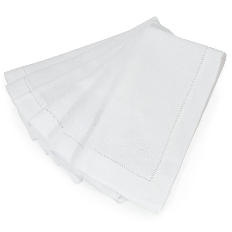 Cathy's Concepts Linen Hemstitch Napkins, White, Set of 6
